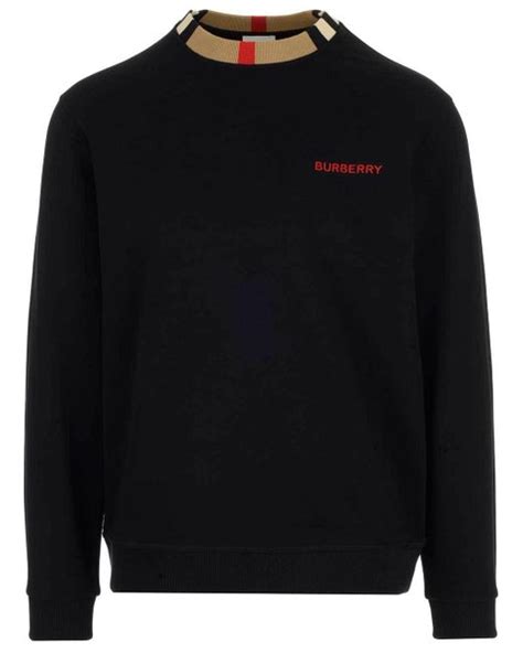 burberry icon stripe trim cotton sweatshirt|Burberry Icon Stripe Trim Cotton Sweatshirt Black Men's .